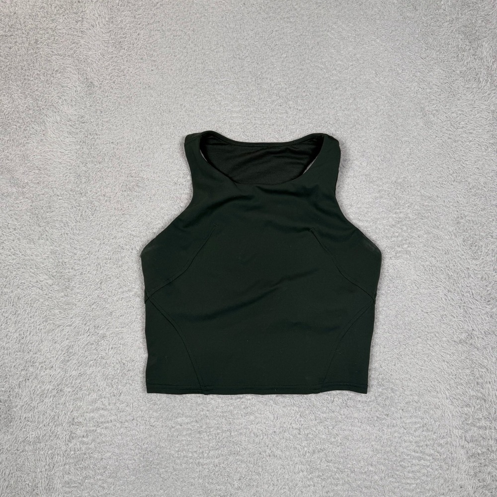 Lululemon High Neck Cropped Tank Top Dark Forest Green Size 4 Racerback Bra